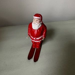 Vintage Irwin celluloid Santa Claus on skis with poles